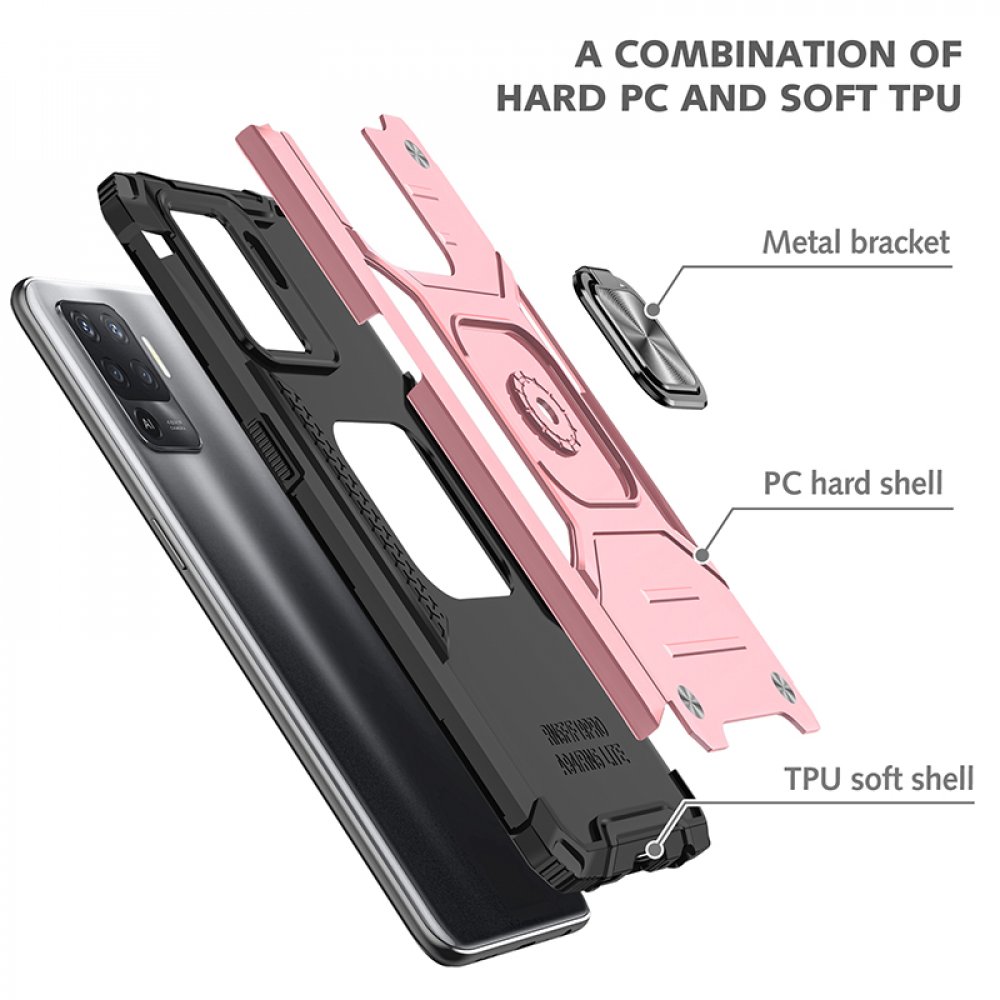  Oppo Reno 5 Lite Kılıf Zegna Yüzüklü Silikon Kapak - Rose