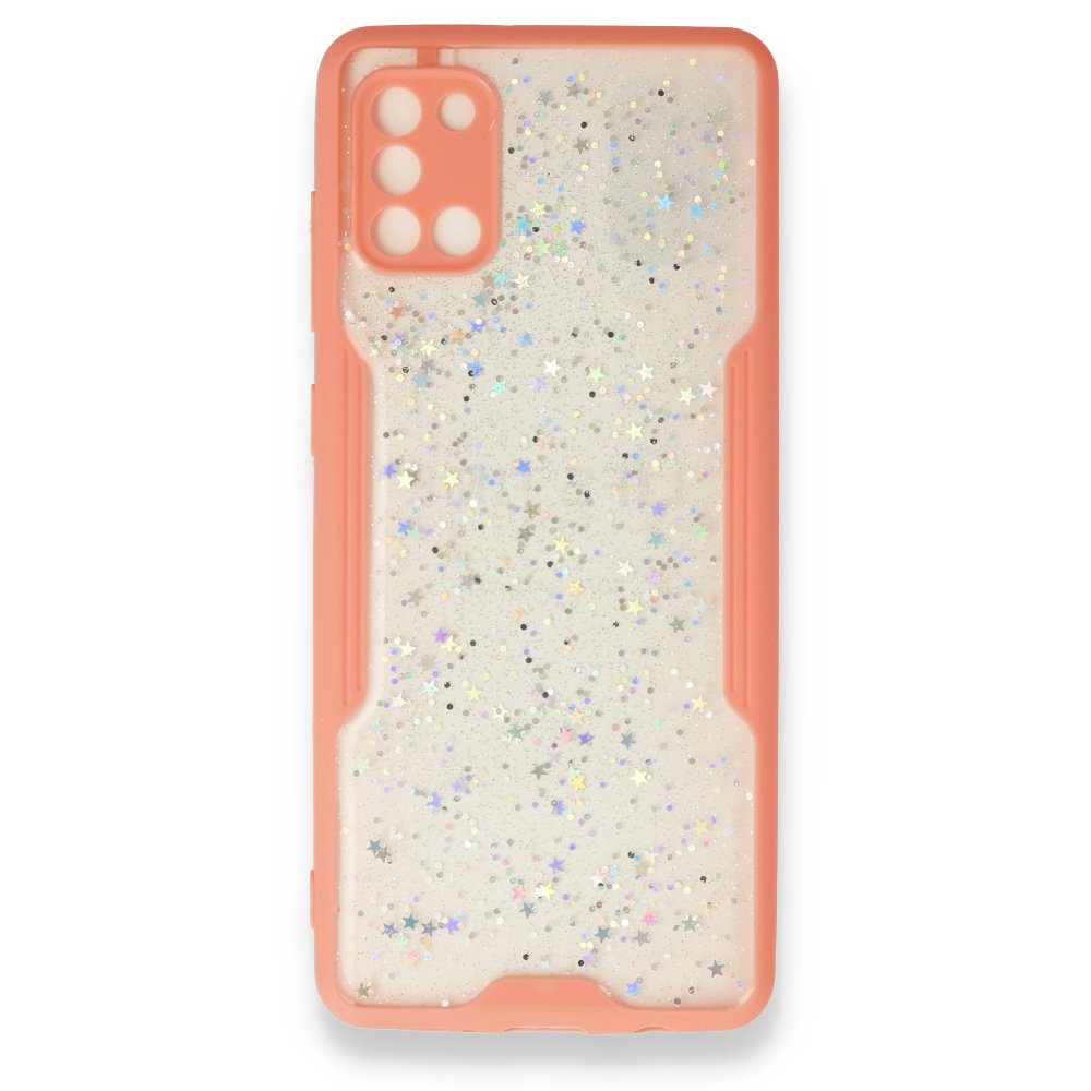  Samsung Galaxy A31 Kılıf Platin Simli Silikon - Pembe