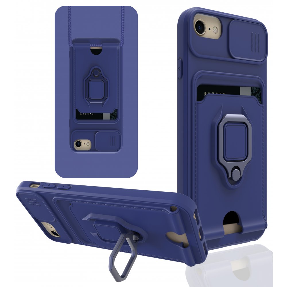  iPhone 6 Kılıf Zuma Kartvizitli Yüzüklü Silikon - Lacivert