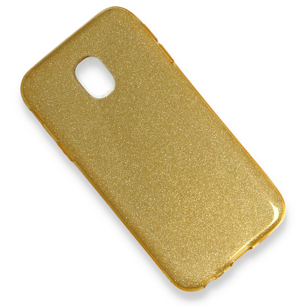  Samsung Galaxy J3 Pro / J330 Kılıf Simli Katmanlı Silikon - Gold