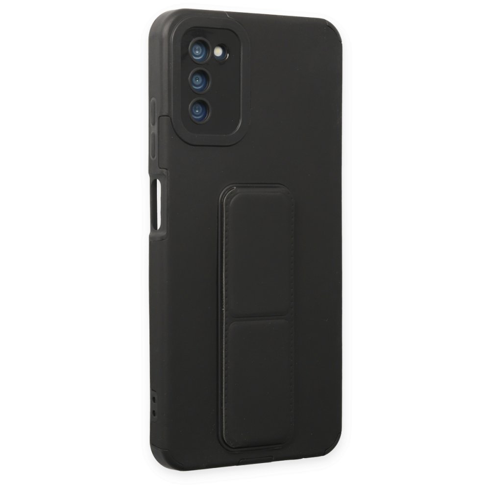  Samsung Galaxy A03S Kılıf Mega Standlı Silikon - Siyah