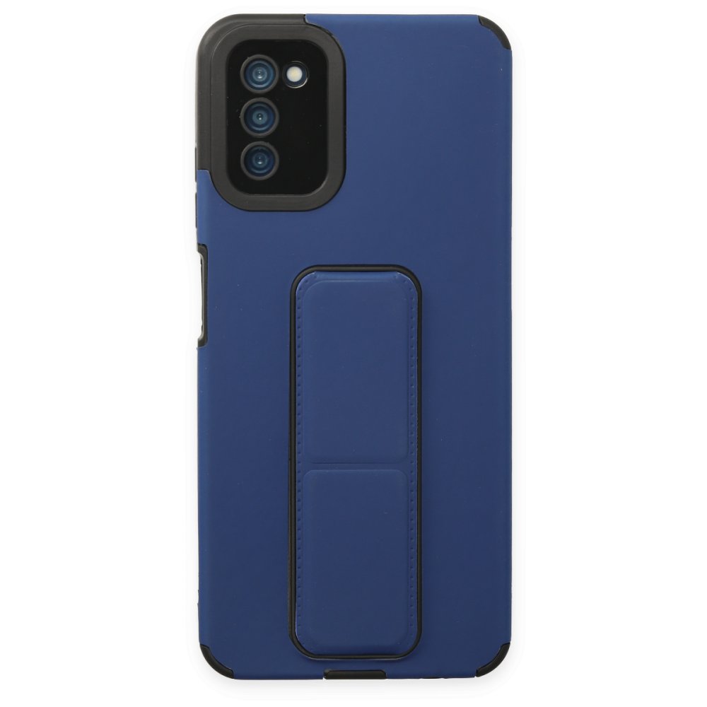 Samsung Galaxy A03S Kılıf Mega Standlı Silikon - Mavi