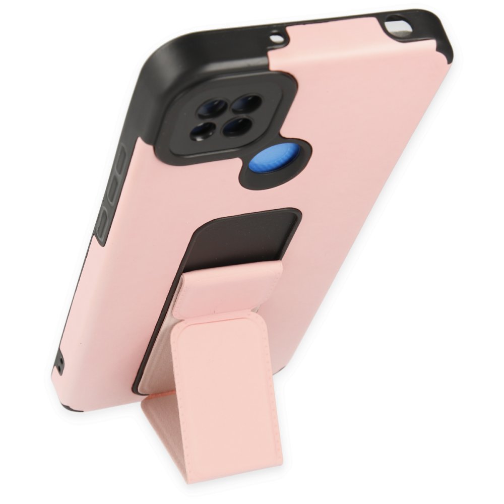 Redmi 9C Kılıf Mega Standlı Silikon - Pudra