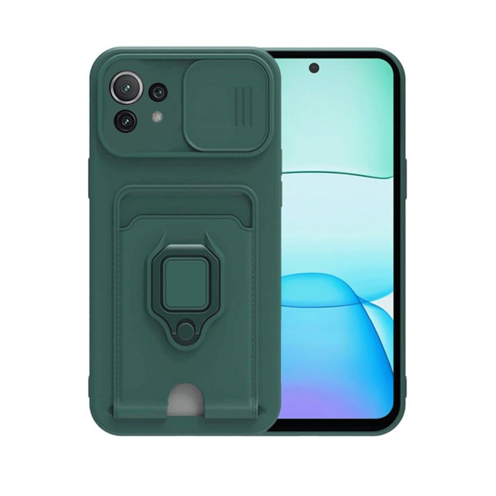 Xiaomi Mİ 11 Lite Kılıf Zuma Kartvizitli Yüzüklü Silikon - Yeşil  Xiaomi Mİ 11 Lite Kılıf Zuma Kartvizitli Yüzüklü Silikon - Yeşil