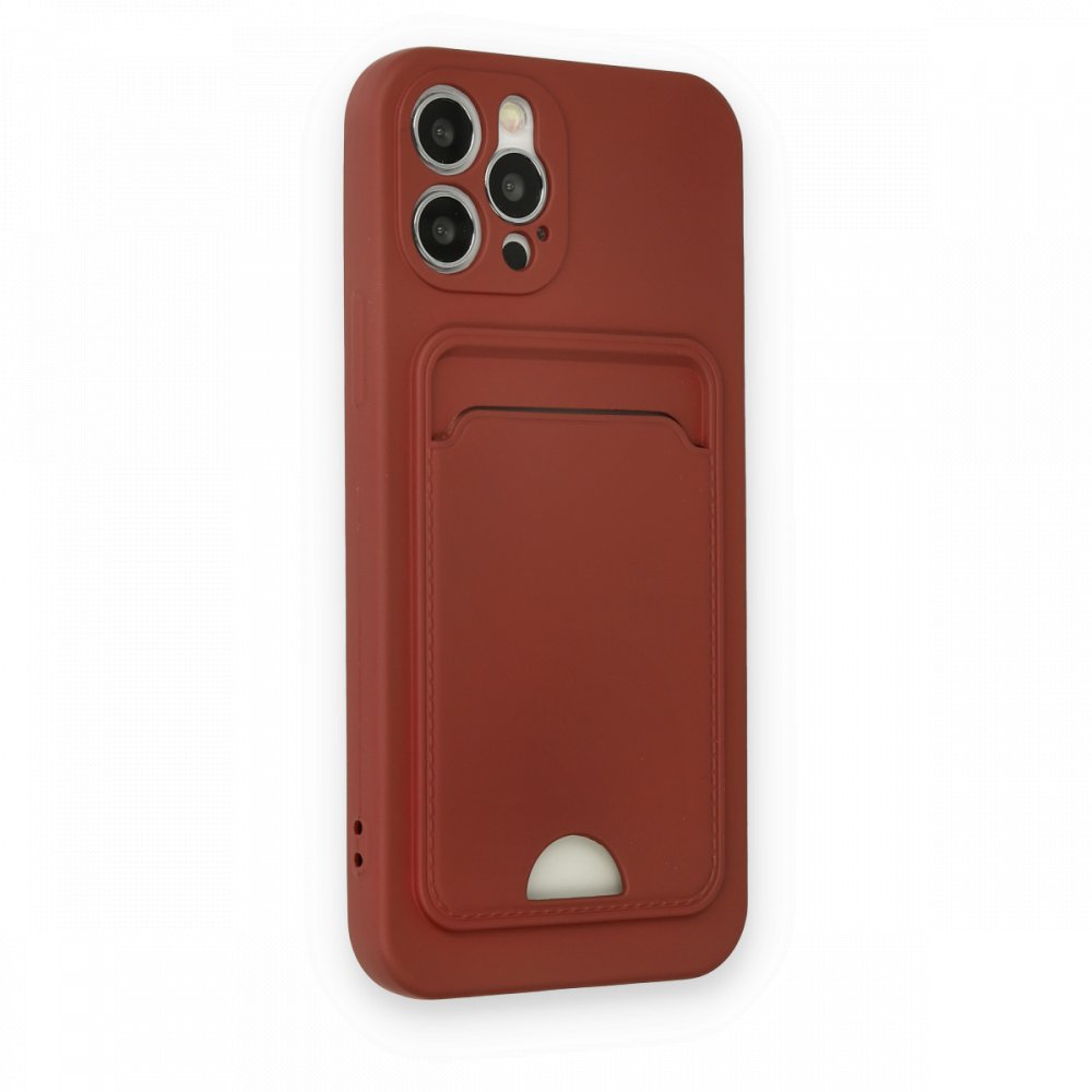  iPhone 12 Pro Kılıf Kelvin Kartvizitli Silikon - Bordo