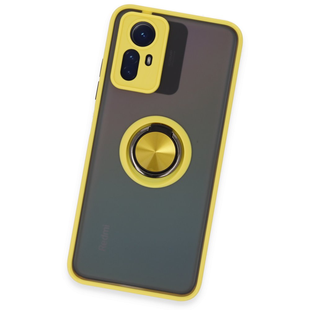 Redmi Note 12S Kılıf Montreal Yüzüklü Silikon Kapak - Sarı Redmi Note 12S Kılıf Montreal Yüzüklü Silikon Kapak - Sarı