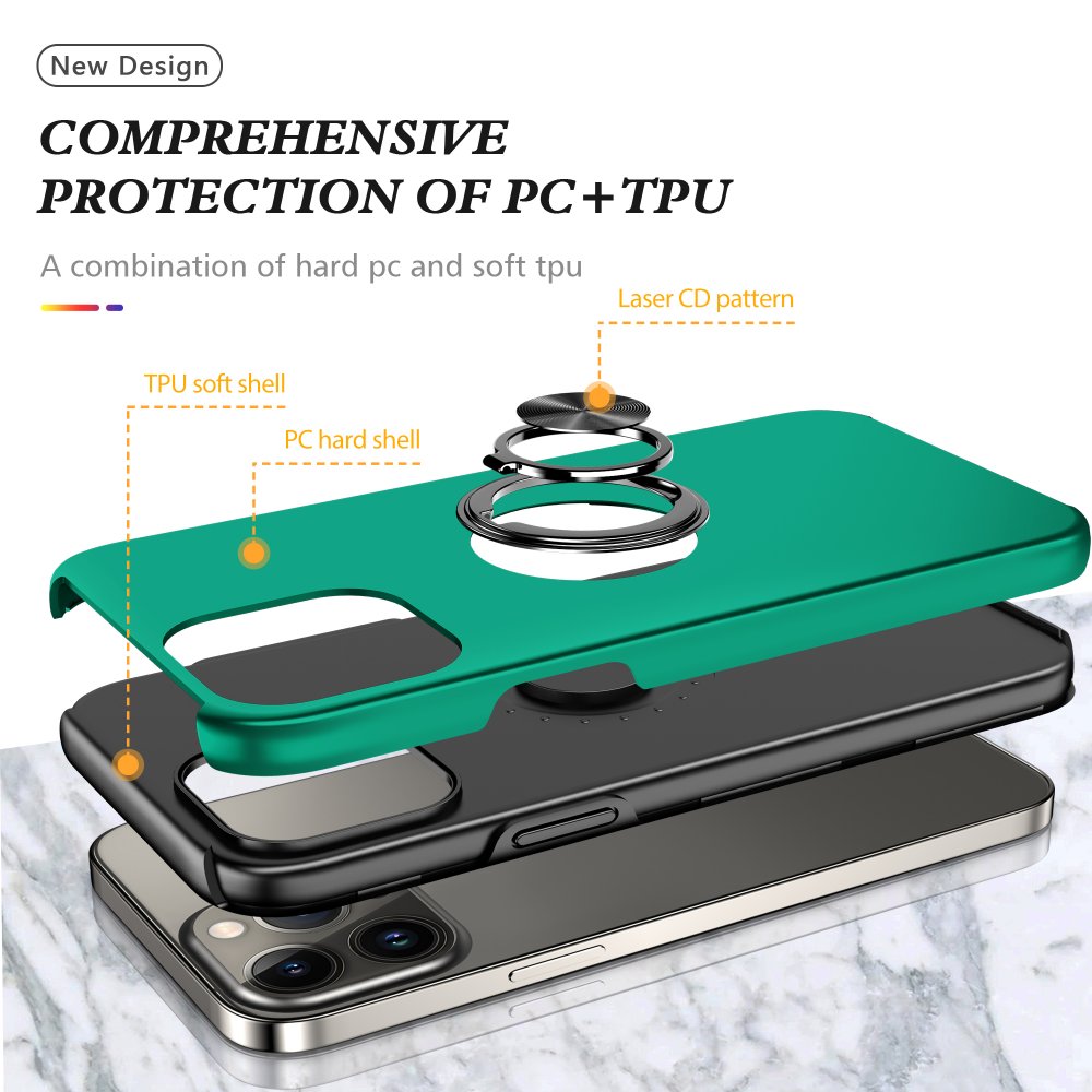  iPhone 13 Pro Max Kılıf Elit Yüzüklü Kapak - Yeşil