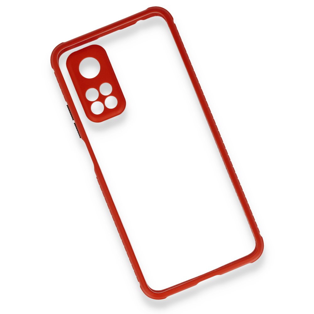  Xiaomi Mi 10T Kılıf Miami Şeffaf Silikon - Kırmızı