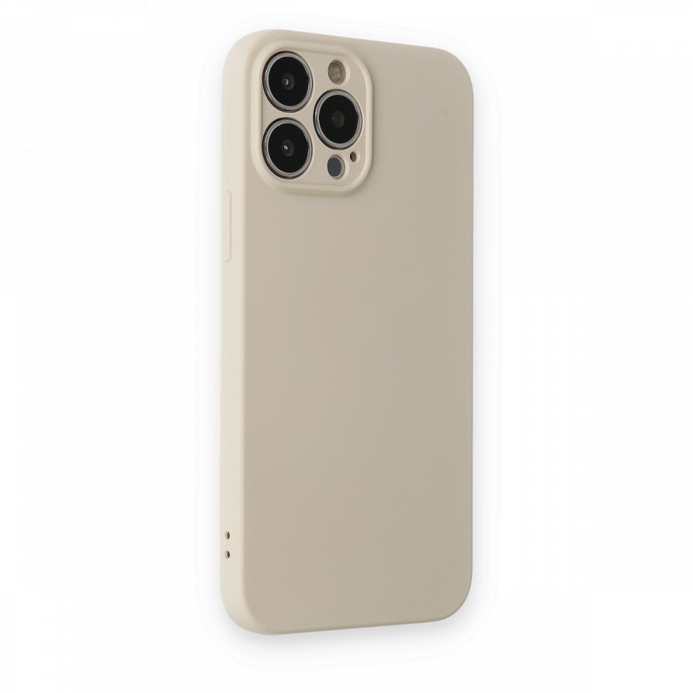  iPhone 13 Pro Kılıf Nano içi Kadife Silikon - Bej