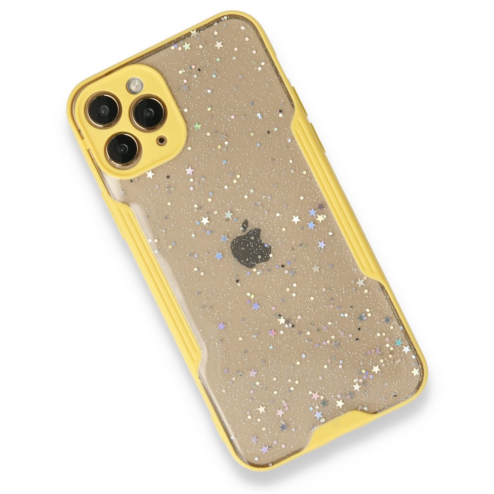  iPhone 12 Pro Kılıf Platin Simli Silikon - Sarı