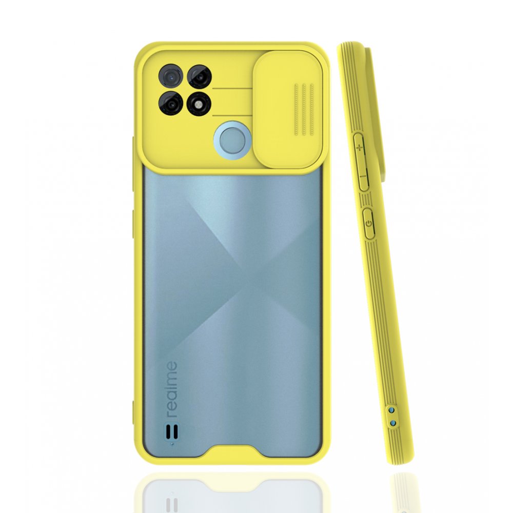  Realme C21 Kılıf Platin Kamera Koruma Silikon - Sarı