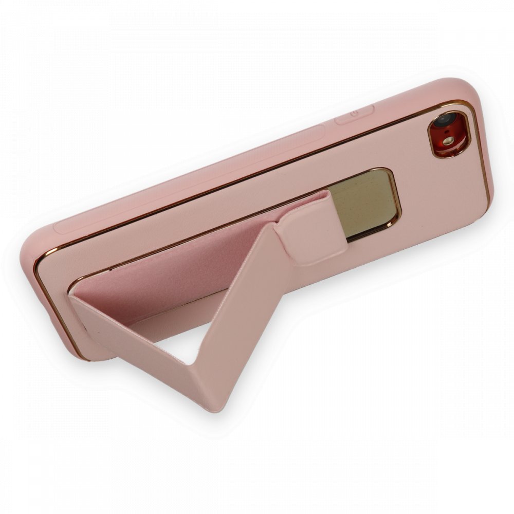  iPhone 7 Kılıf Coco Deri Standlı Kapak - Pembe