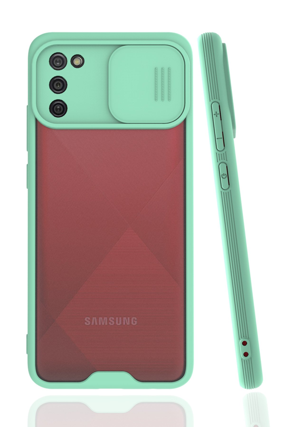  Samsung Galaxy A02S Kılıf Platin Kamera Koruma Silikon - Açık Yeşil