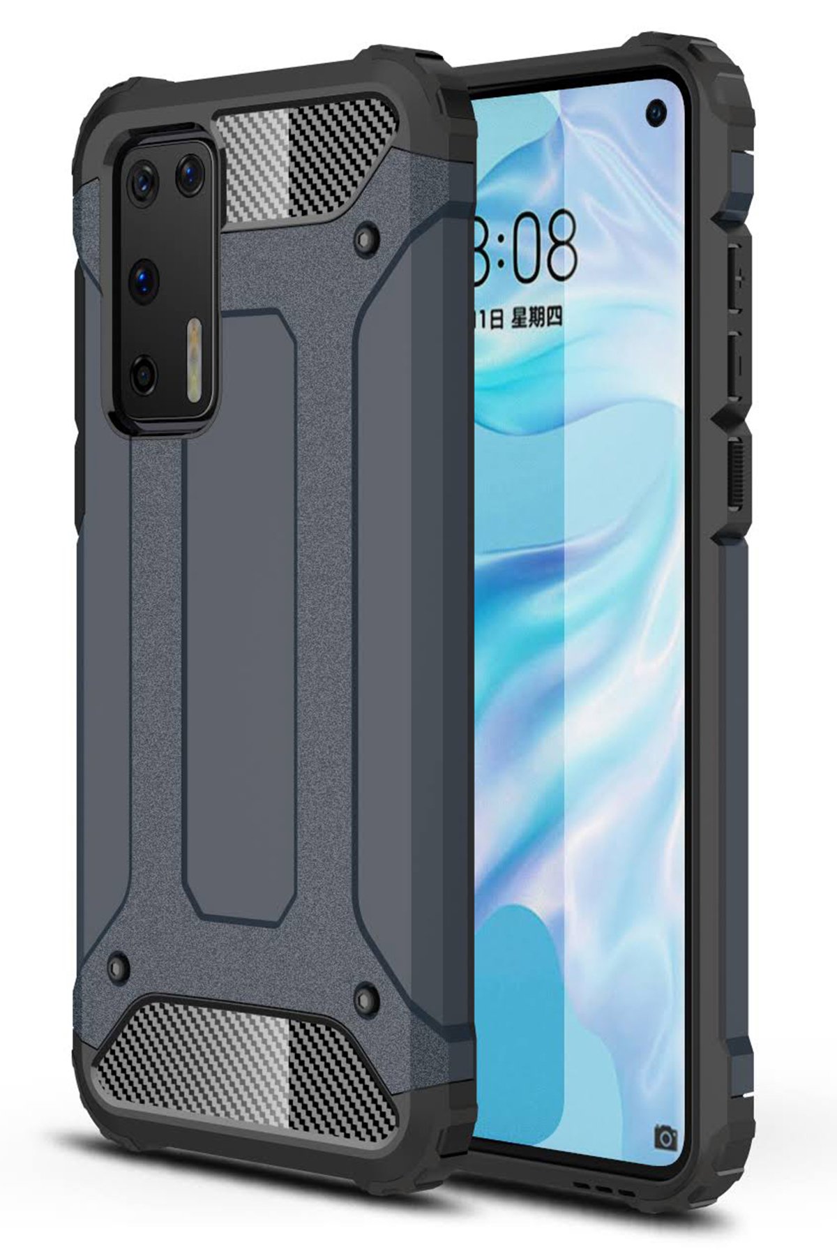 Huawei P40 Kılıf Tank Silikon Kapak - Lacivert  Huawei P40 Kılıf Tank Silikon Kapak - Lacivert