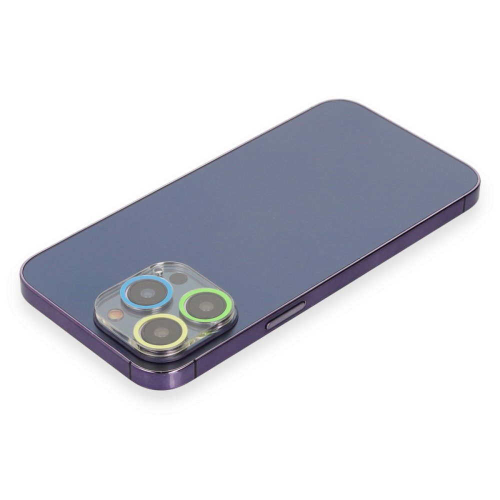  iPhone 12 Pro Max Renkli Kamera Lens Koruma Cam - Yeşil-Sarı