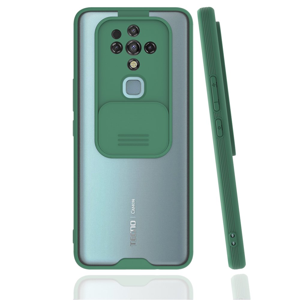 Tecno Camon 16 Kılıf Platin Kamera Koruma Silikon - Yeşil  Tecno Camon 16 Kılıf Platin Kamera Koruma Silikon - Yeşil