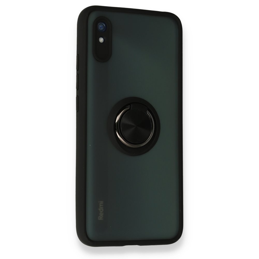 Redmi 9A Kılıf Montreal Yüzüklü Silikon Kapak - Siyah Redmi 9A Kılıf Montreal Yüzüklü Silikon Kapak - Siyah