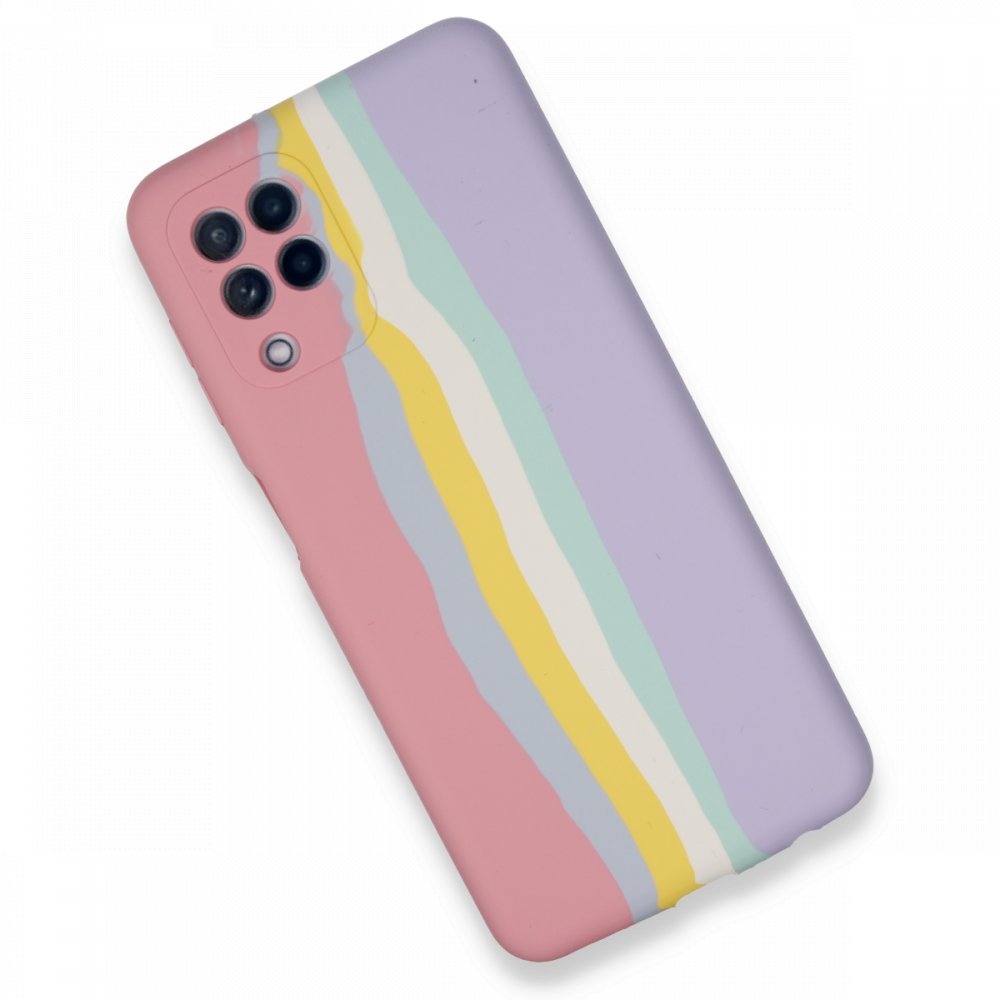 Samsung Galaxy A22 Kılıf Ebruli Lansman Silikon - Pembe-Lila Samsung Galaxy A22 Kılıf Ebruli Lansman Silikon - Pembe-Lila