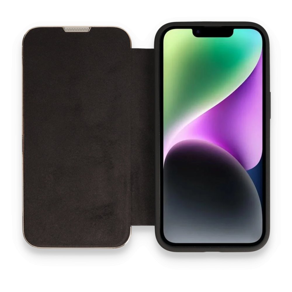  iPhone 14 Pro Kılıf Dolpin Kapaklı - Siyah