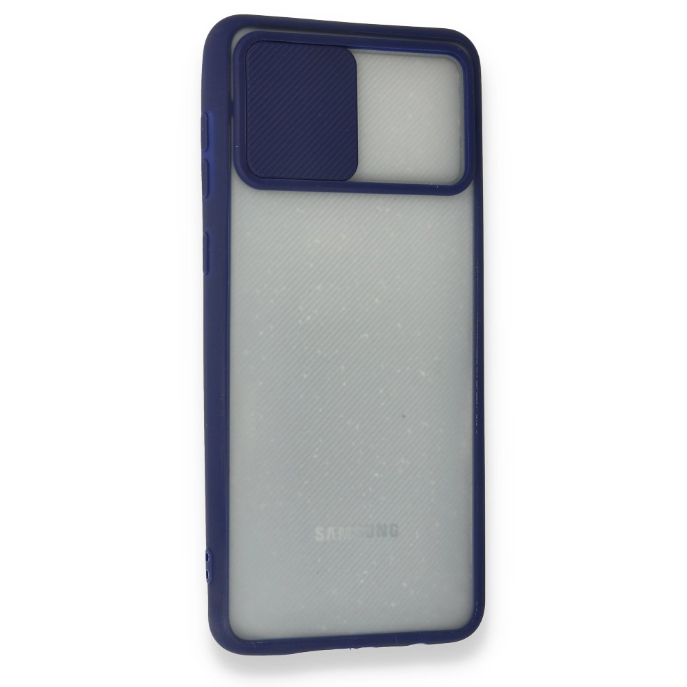 Samsung Galaxy A02 Kılıf Palm Buzlu Kamera Sürgülü Silikon - Lacivert
