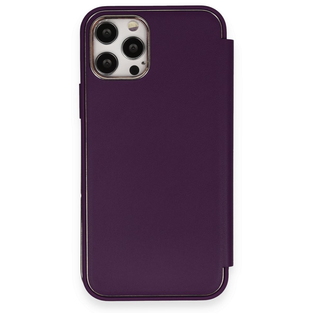  iPhone 12 Pro Kılıf Dolpin Kapaklı - Derin Mor