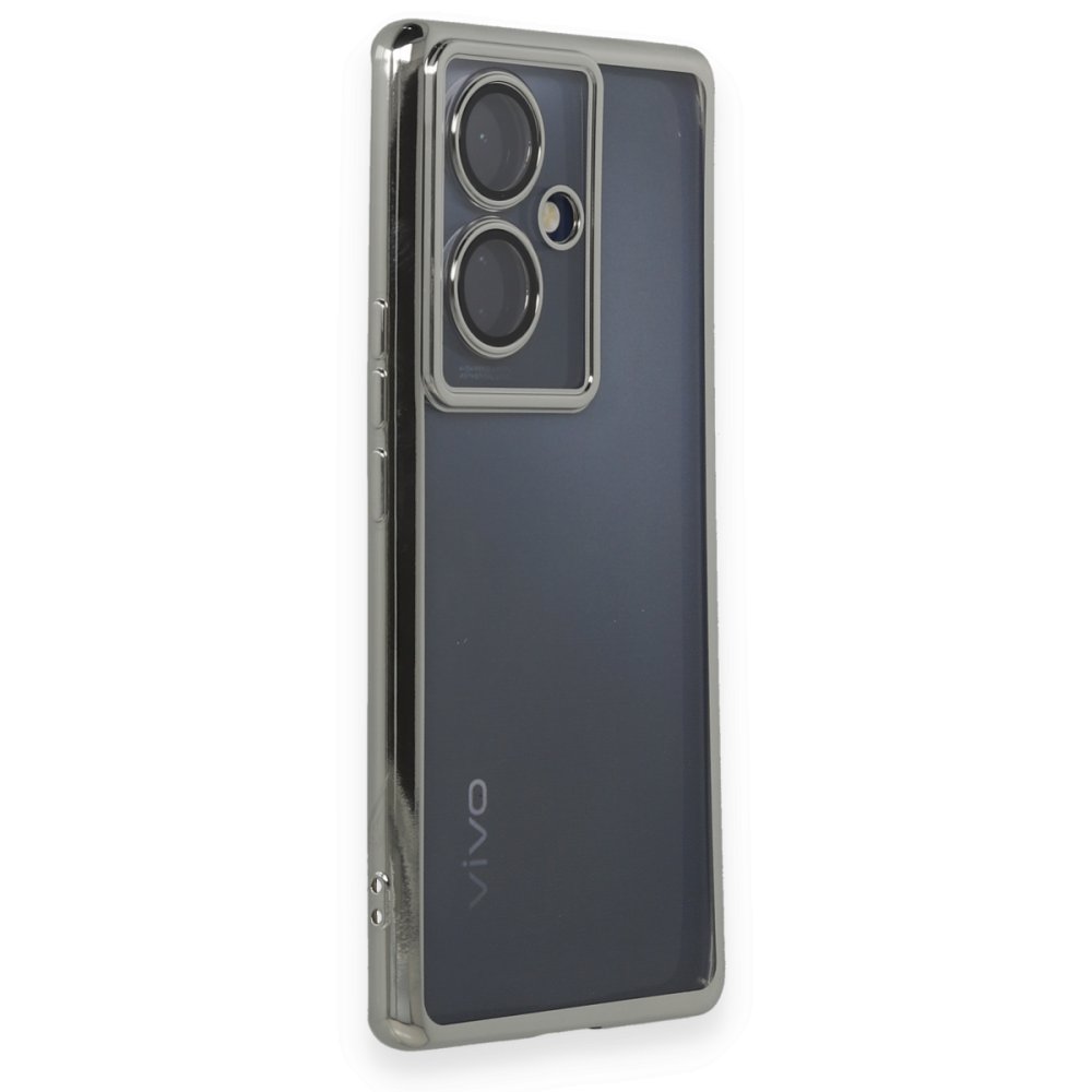  Vivo V29 Lite Kılıf Razer Lensli Silikon - Gümüş
