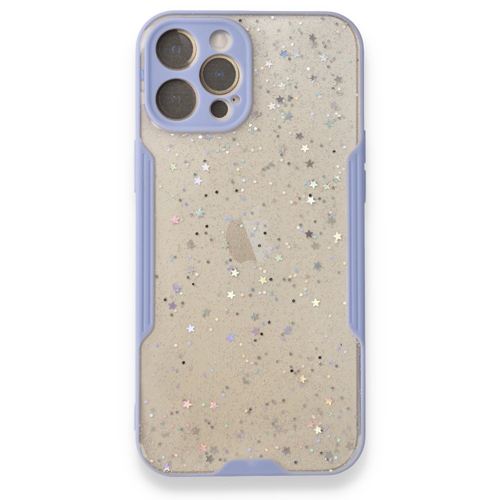  iPhone 12 Pro Max Kılıf Platin Simli Silikon - Lila
