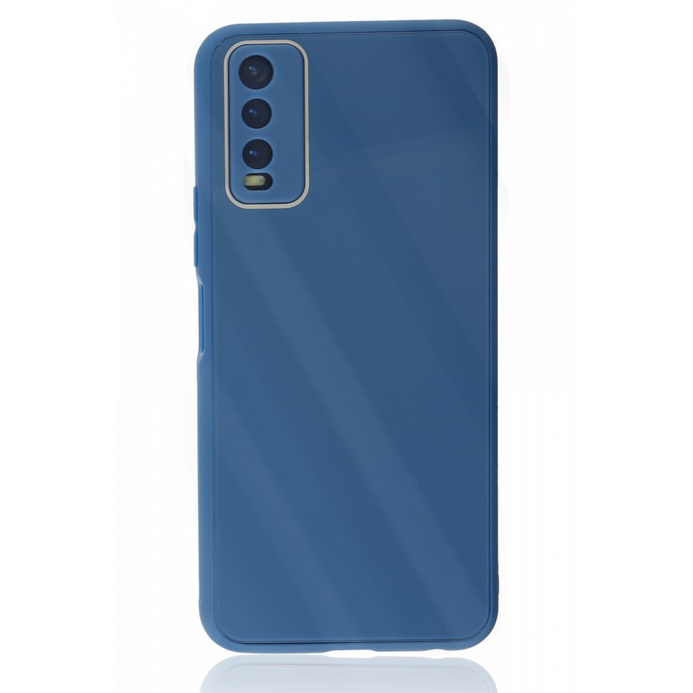  Vivo Y11S Kılıf Glass Kapak - Mavi
