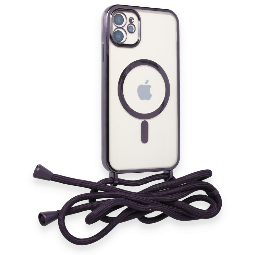 iPhone 12 Kılıf Divo Lazer Askılı Magsafe Kapak - Derin Mor iPhone 12 Kılıf Divo Lazer Askılı Magsafe Kapak - Derin Mor