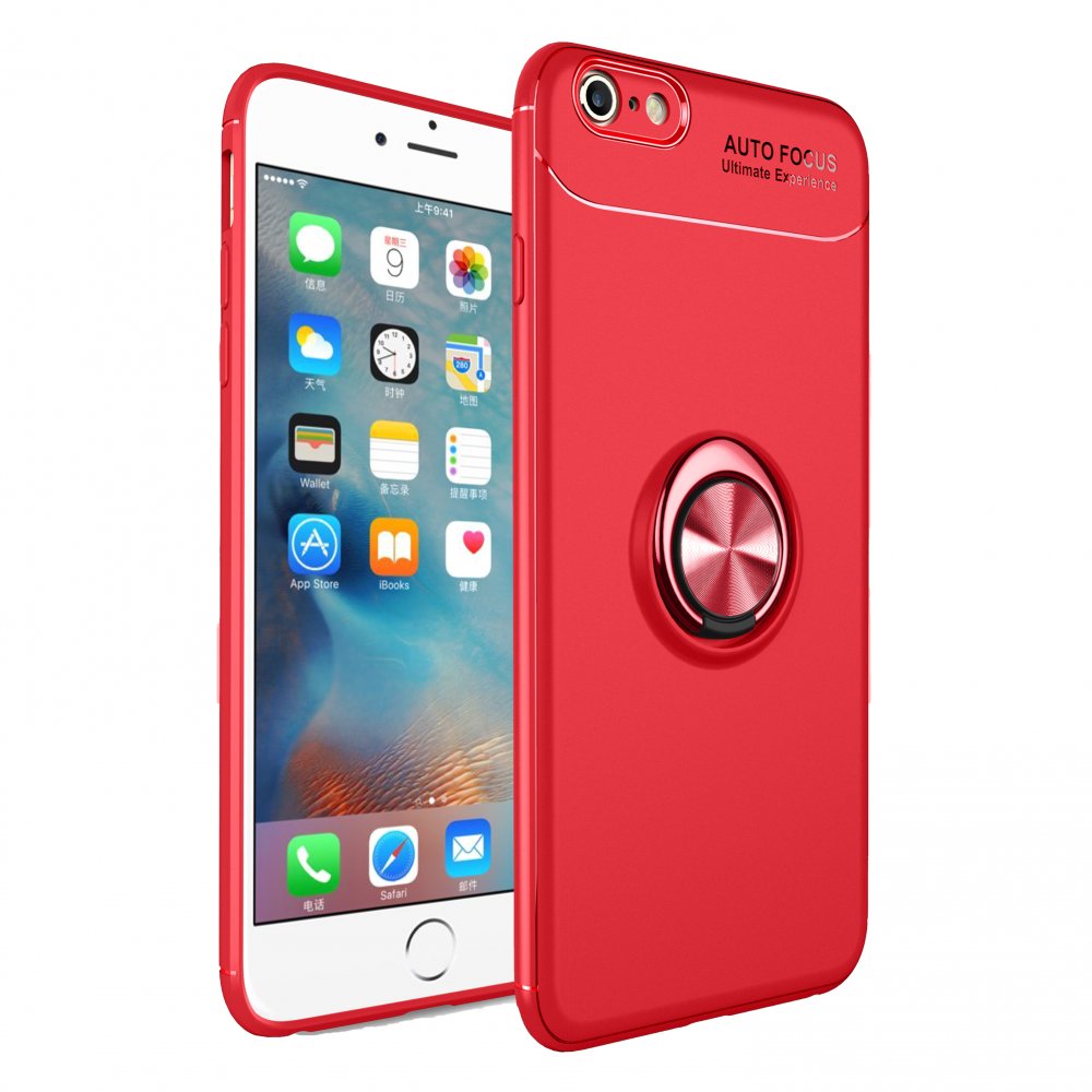  iPhone 6 Kılıf Range Yüzüklü Silikon - Kırmızı