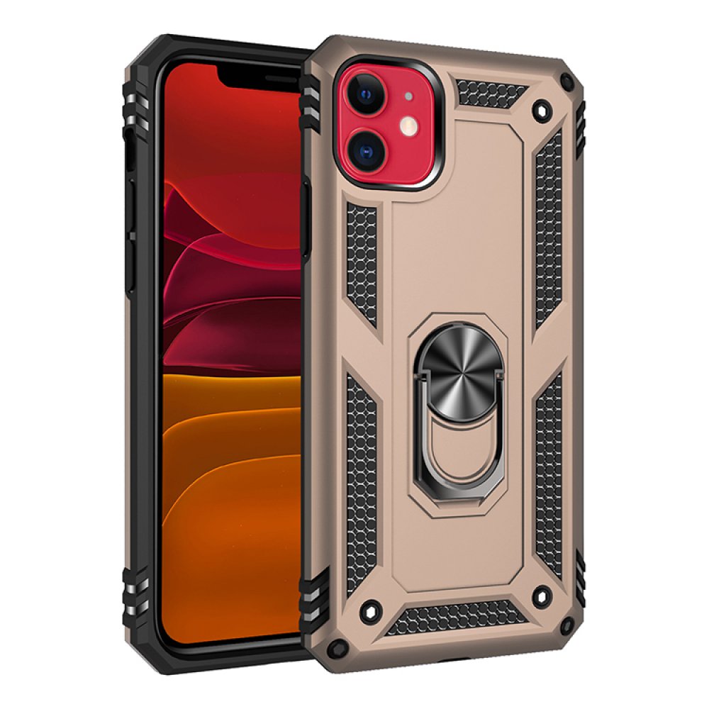  iPhone 11 Kılıf Sofya Yüzüklü Silikon Kapak - Gold
