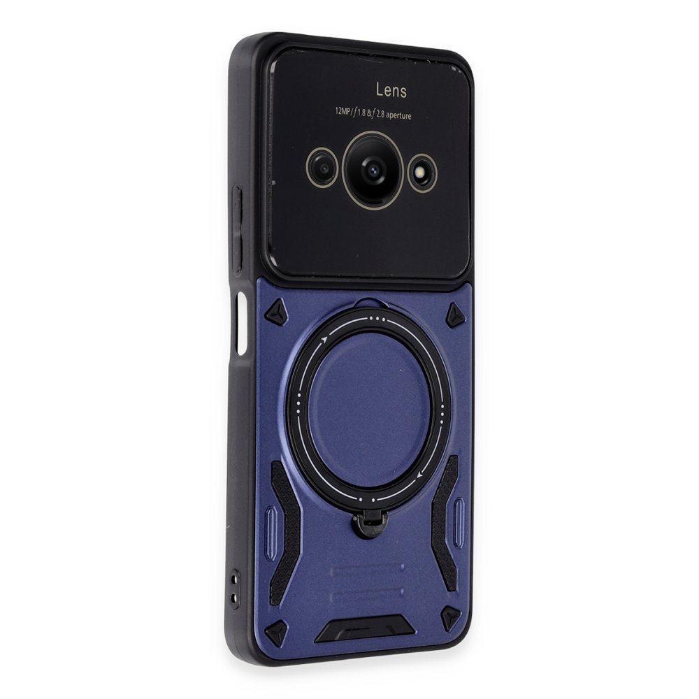 Xiaomi Poco C61 Kılıf Joy Lens Standlı Kapak - Lacivert Xiaomi Poco C61 Kılıf Joy Lens Standlı Kapak - Lacivert