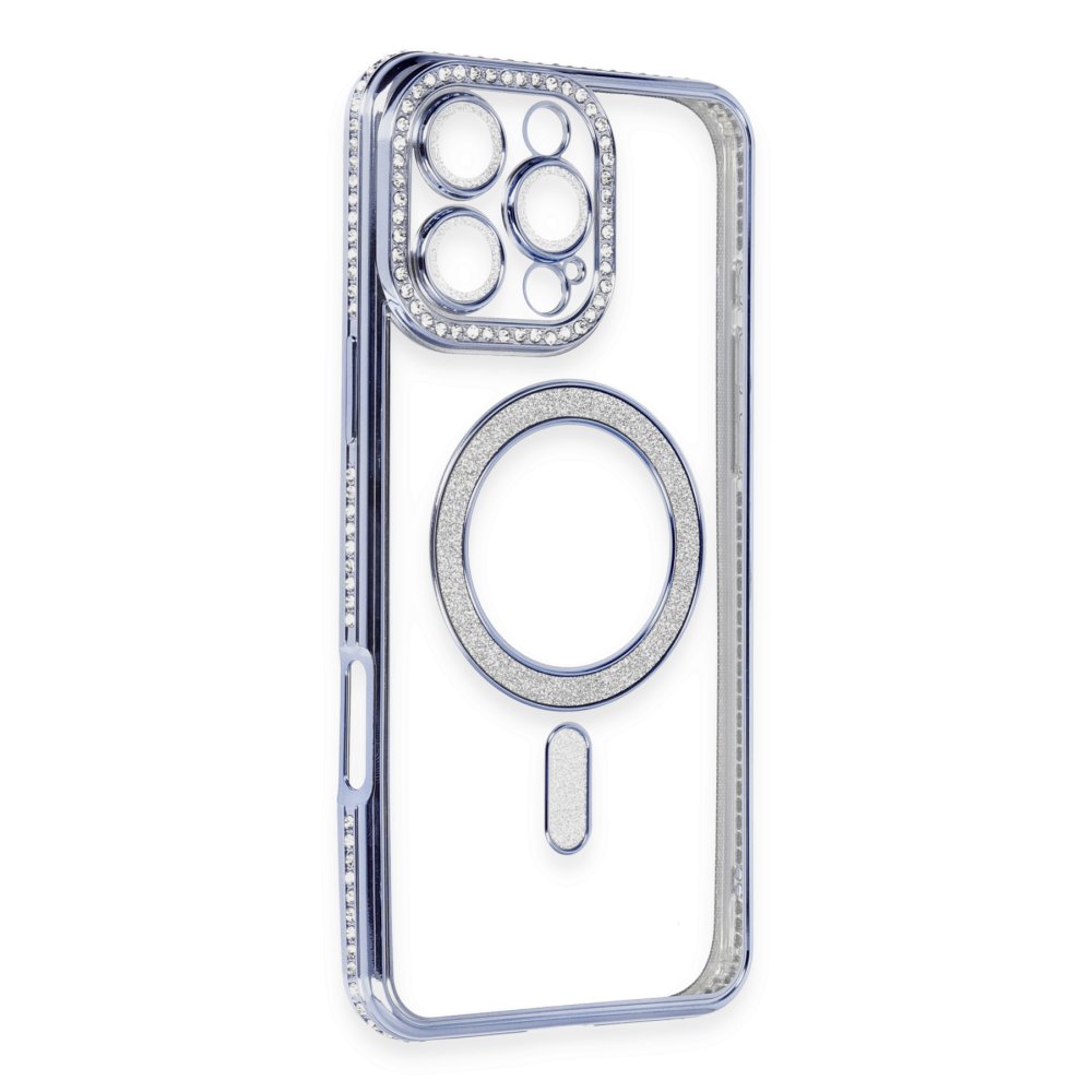 iPhone 16 Pro Kılıf Joke Simli Magneticsafe Kılıf - Mavi  iPhone 16 Pro Kılıf Joke Simli Magneticsafe Kılıf - Mavi