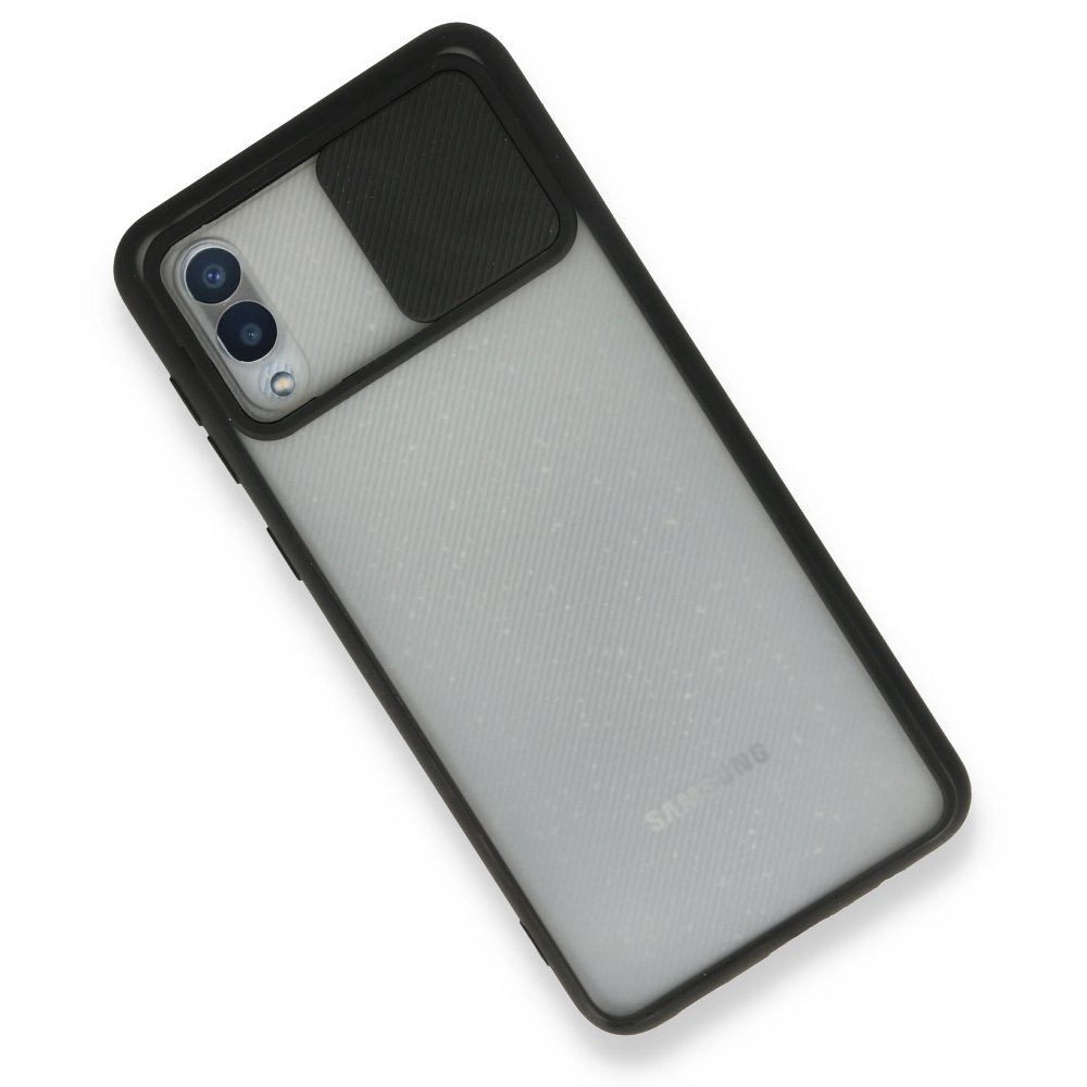  Samsung Galaxy A02 Kılıf Palm Buzlu Kamera Sürgülü Silikon - Siyah