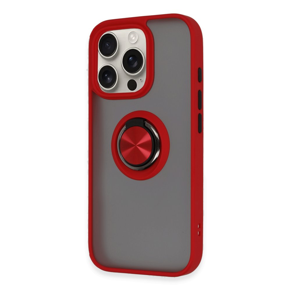 iPhone 16 Pro Max Kılıf Montreal Yüzüklü Silikon Kapak - Kırmızı iPhone 16 Pro Max Kılıf Montreal Yüzüklü Silikon Kapak - Kırmızı