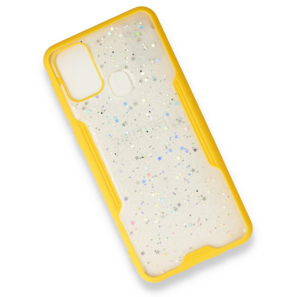 Samsung Galaxy M31 Kılıf Platin Simli Silikon - Sarı
