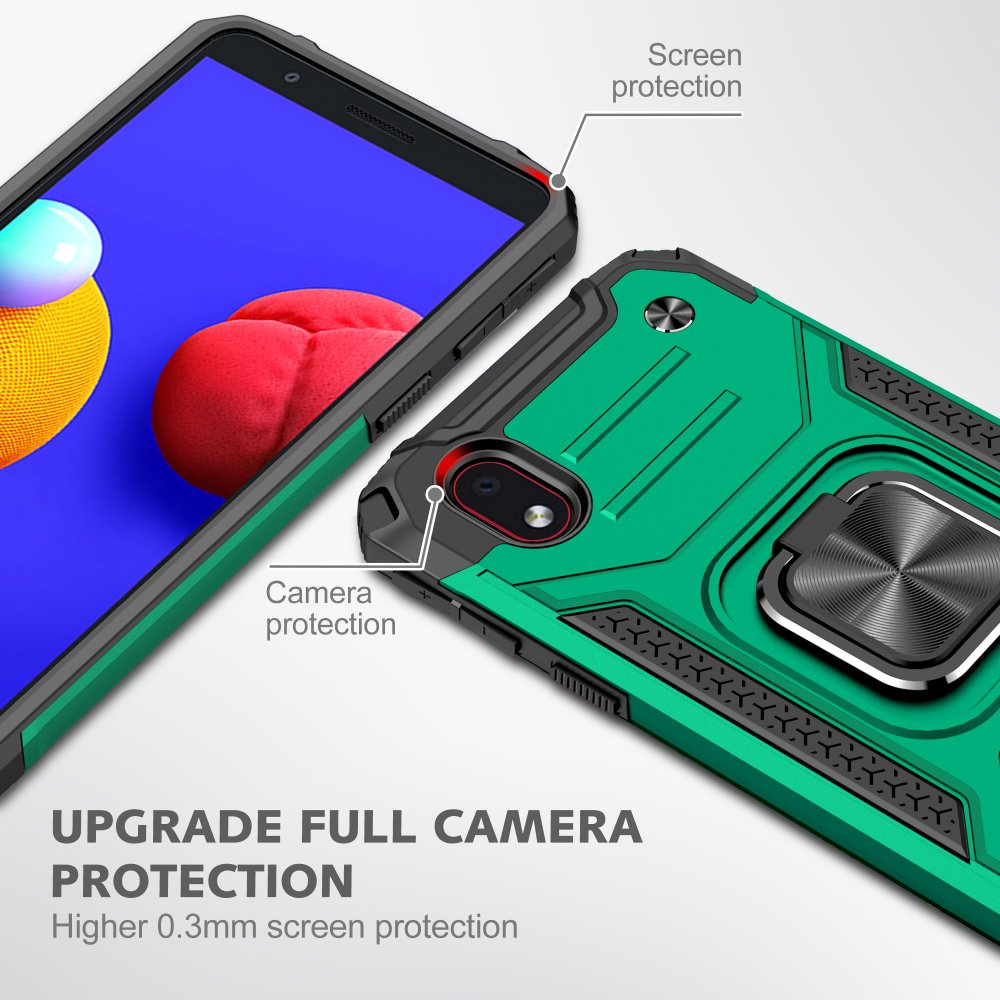  Samsung Galaxy A01 Core Kılıf Zegna Yüzüklü Silikon Kapak - Koyu Yeşil