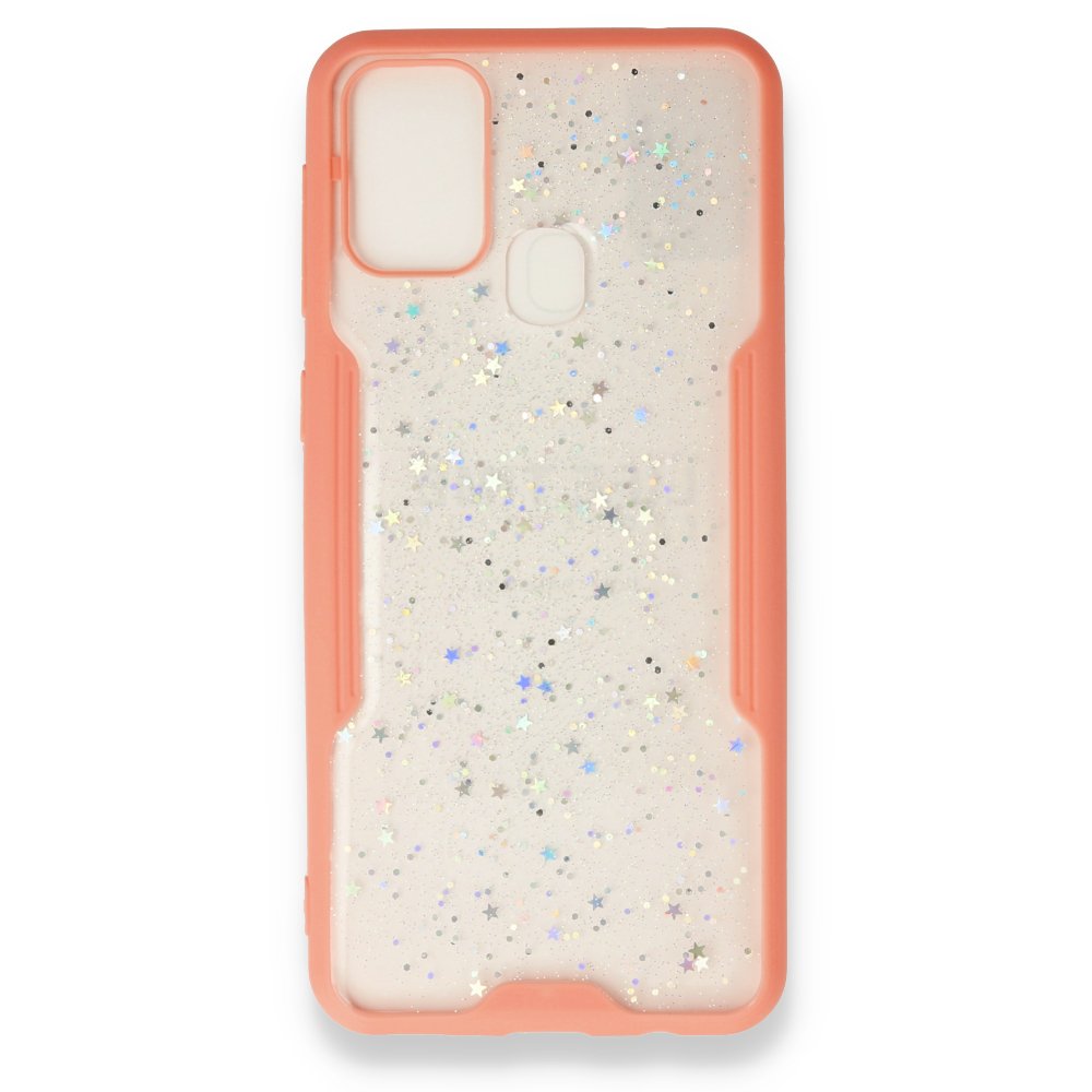  Samsung Galaxy M31 Kılıf Platin Simli Silikon - Pembe