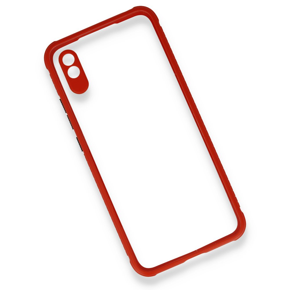 Redmi 9A Kılıf Miami Şeffaf Silikon - Kırmızı Redmi 9A Kılıf Miami Şeffaf Silikon - Kırmızı