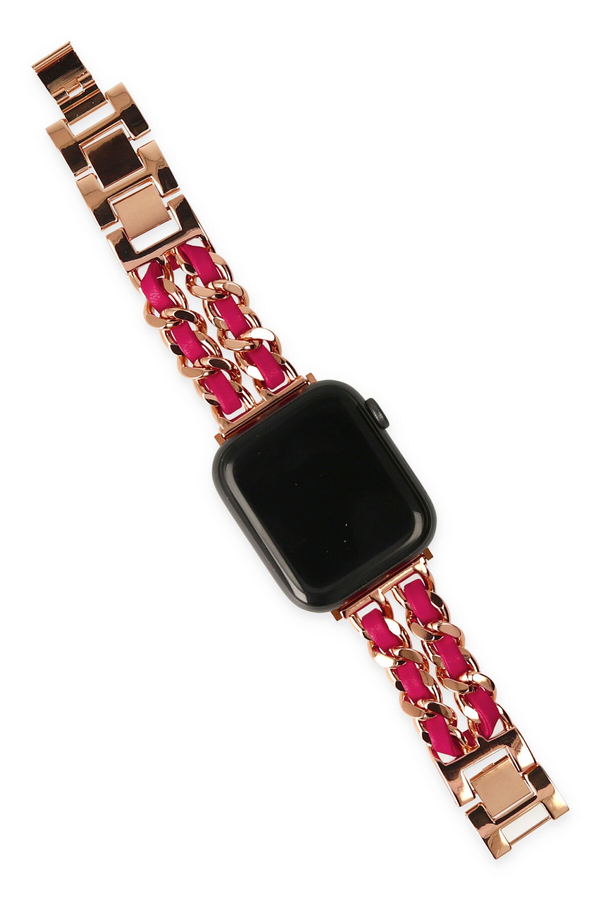 Apple Watch 38mm KR405 Metal Bakla Kordon - Pembe Apple Watch 38mm KR405 Metal Bakla Kordon - Pembe