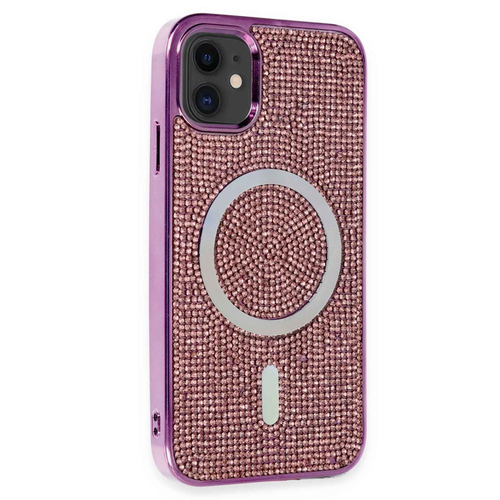  iPhone 11 Kılıf Diamond Magsafe Kapak - Derin Mor