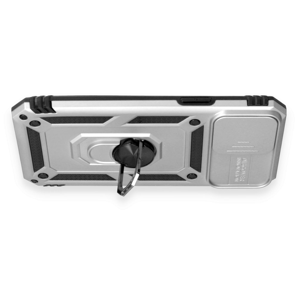  iPhone 12 Pro Max Kılıf Pars Lens Yüzüklü Silikon - Gümüş