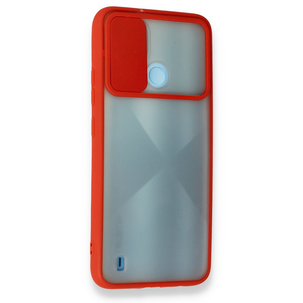 Realme C21 Kılıf Palm Buzlu Kamera Sürgülü Silikon - Kırmızı Realme C21 Kılıf Palm Buzlu Kamera Sürgülü Silikon - Kırmızı