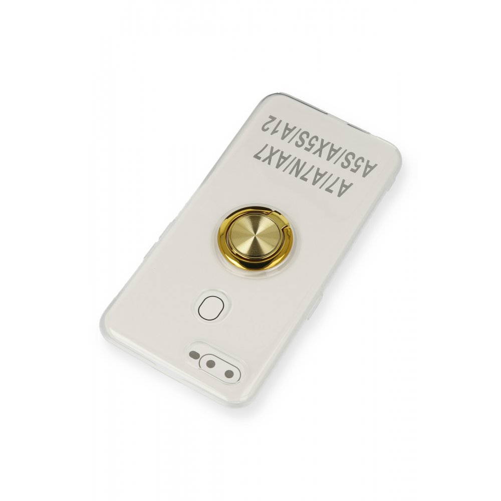 Oppo AX7 Kılıf Gros Yüzüklü Silikon - Gold Oppo AX7 Kılıf Gros Yüzüklü Silikon - Gold