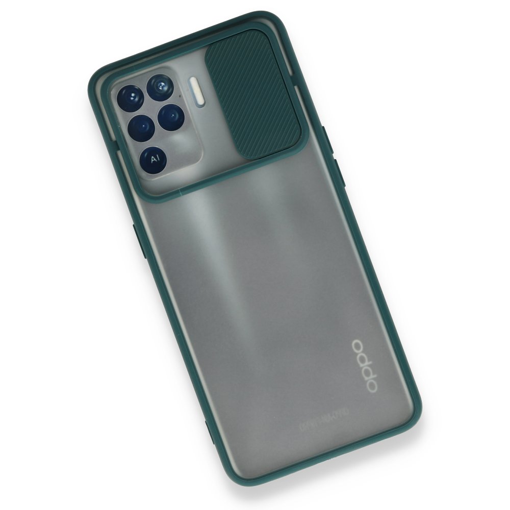  Oppo Reno 5 Lite Kılıf Palm Buzlu Kamera Sürgülü Silikon - Yeşil