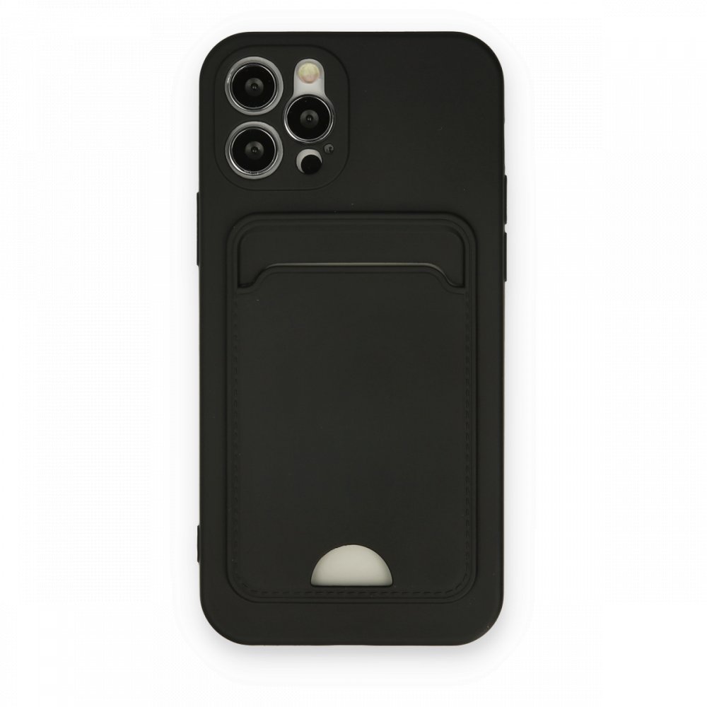  iPhone 12 Pro Kılıf Kelvin Kartvizitli Silikon - Siyah