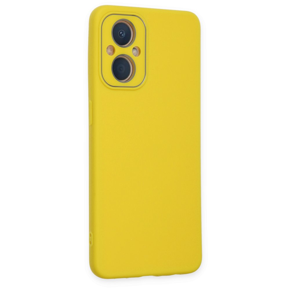  Oppo Reno 8 Lite Kılıf Lansman Glass Kapak - Sarı