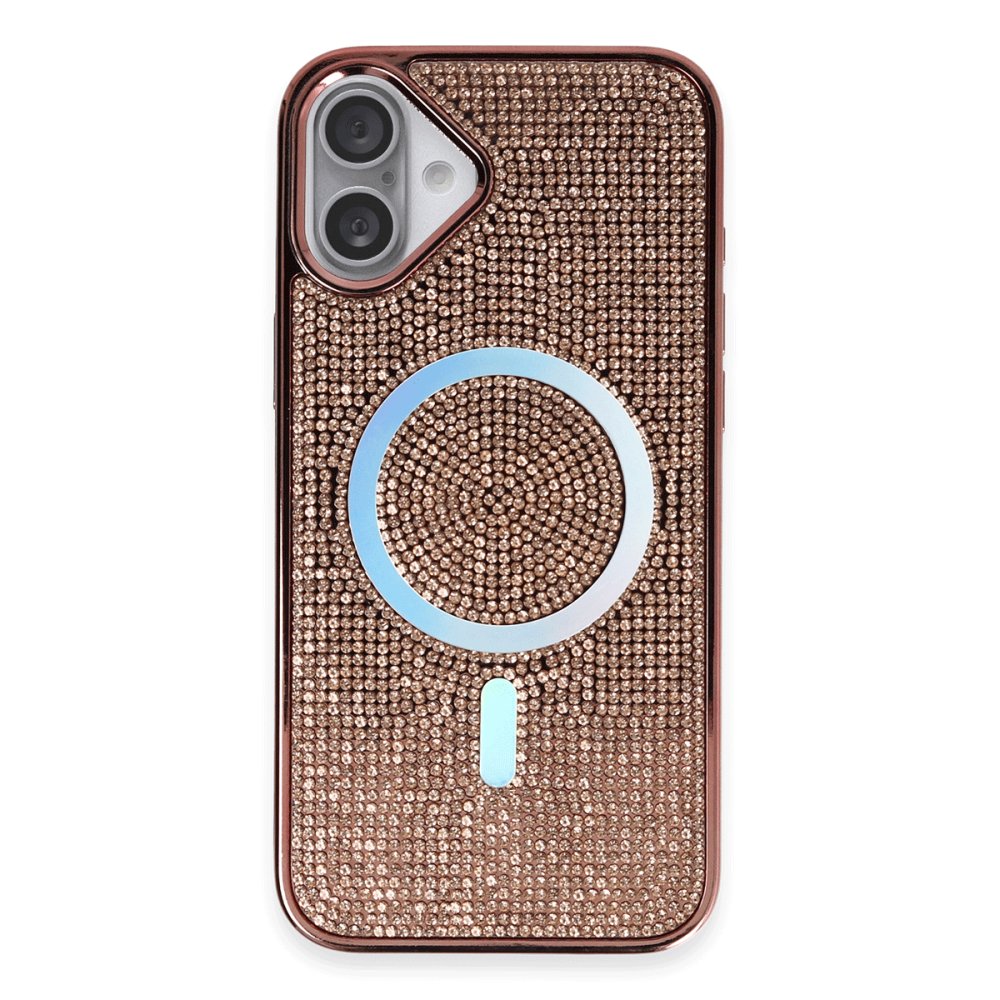 iPhone 16 Plus Kılıf Diamond Magsafe Kapak - Pembe  iPhone 16 Plus Kılıf Diamond Magsafe Kapak - Pembe