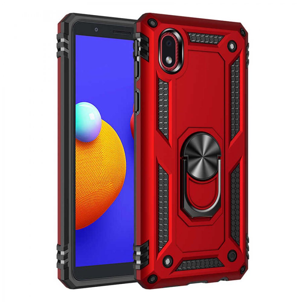  Samsung Galaxy A01 Core Kılıf Sofya Yüzüklü Silikon Kapak - Kırmızı