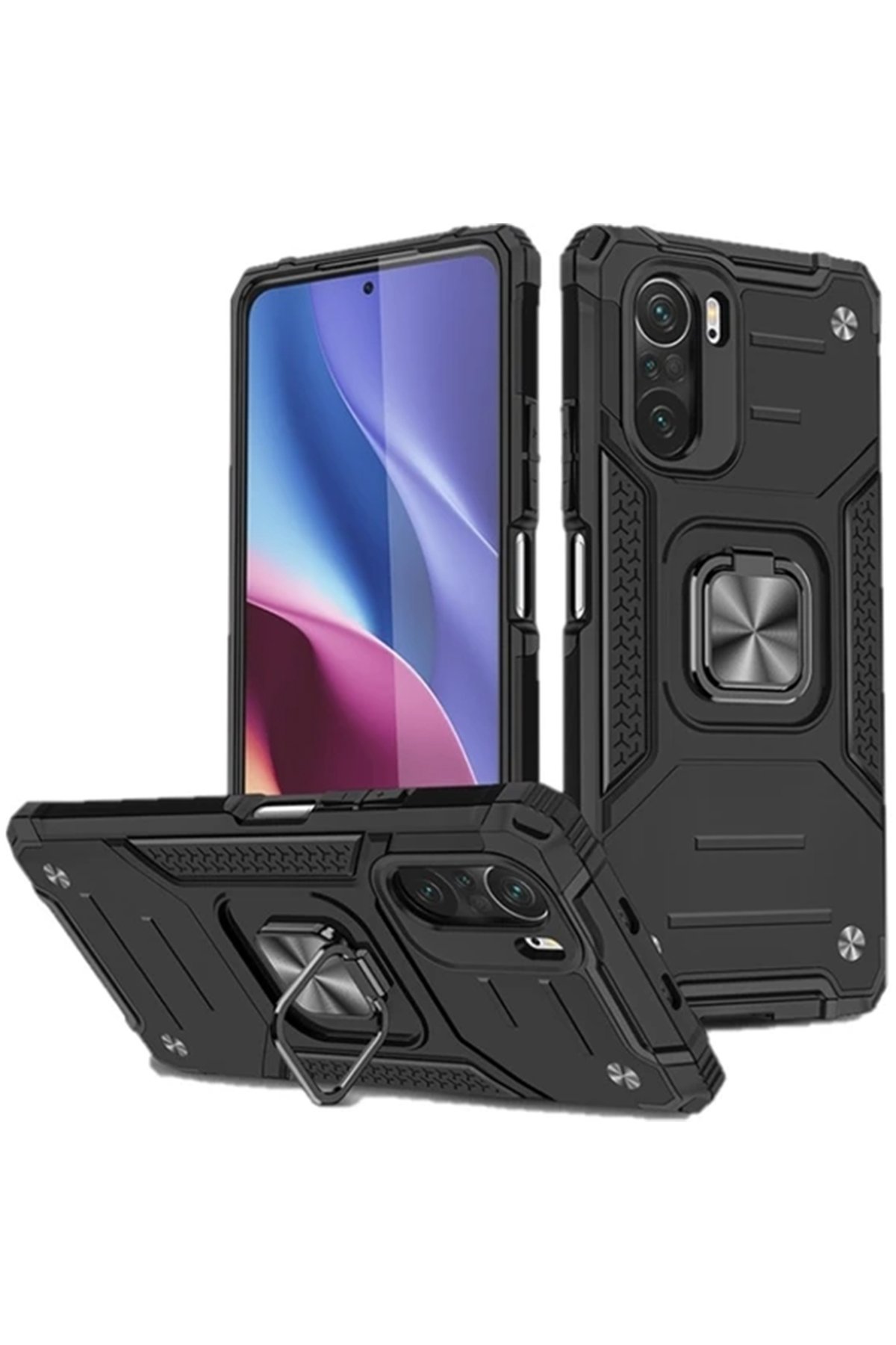  Xiaomi Mi 11i Kılıf Zegna Yüzüklü Silikon Kapak - Siyah